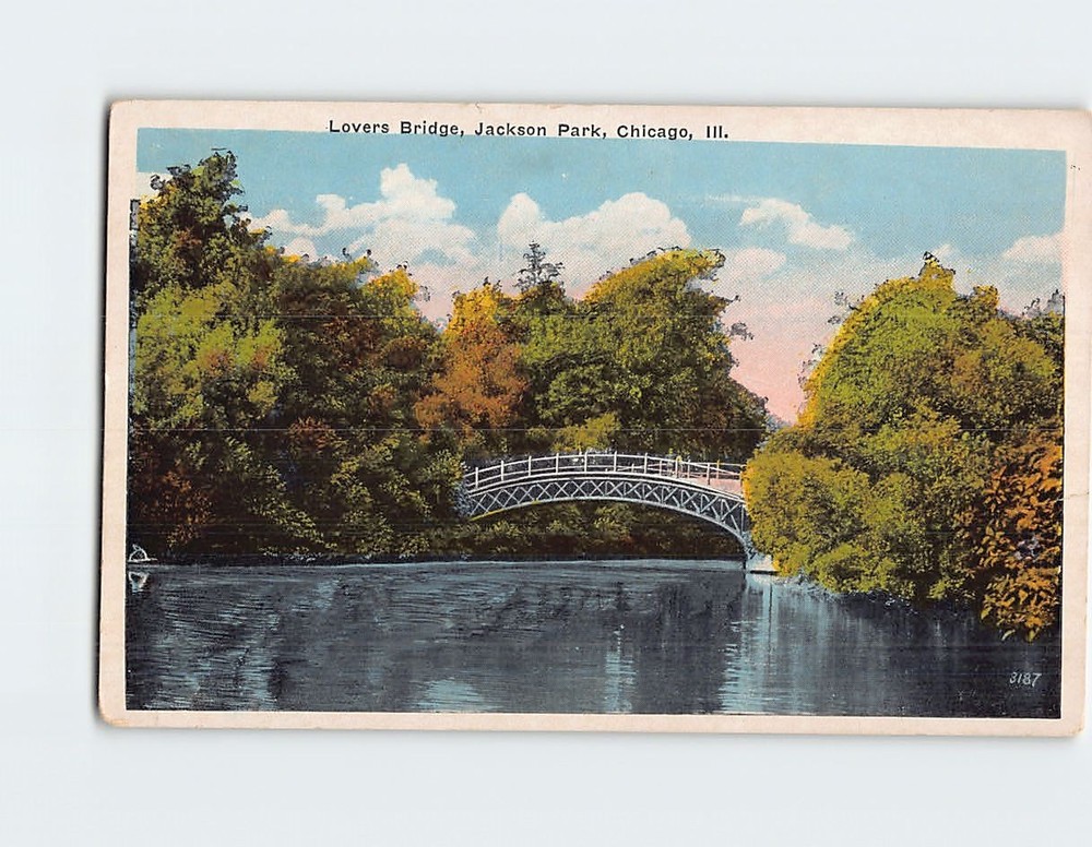 Postcard Lovers Bridge Jackson Park Chicago Illinois USA