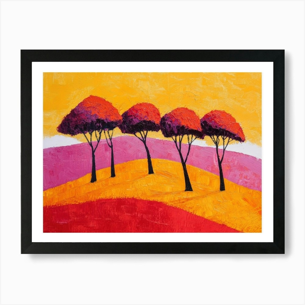 Trees On A Hill 4 Art Print Framed Wall Art Poster Canvas Print Picture