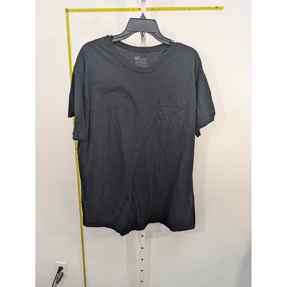 Hanes ComfortSoft Mens 2XL Black Short Sleeve Pocket T-Shirt 100% Cotton Tee