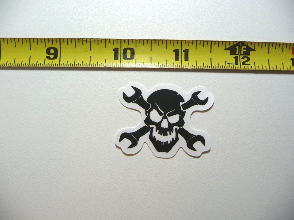 Skull Crossed Wrenches Decal Sticker for Mechanics and Trade Professionals
