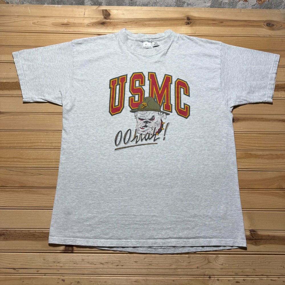 Vintage 90s USMC Marine Corps American Bulldog Mascot Graphic T-Shirt USA - XL