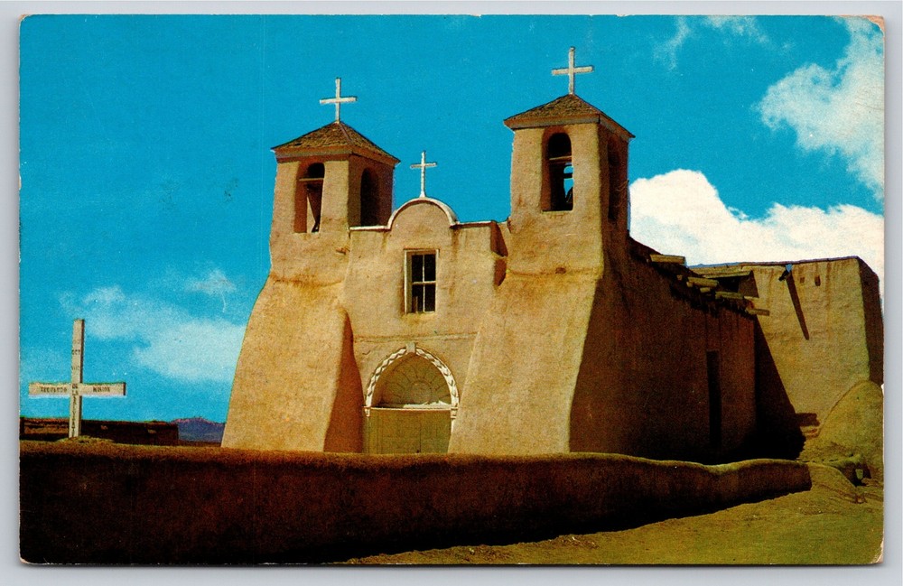 Ranchos De Taos New Mexico~St Francis D'Assisi Mission~Vintage Postcard