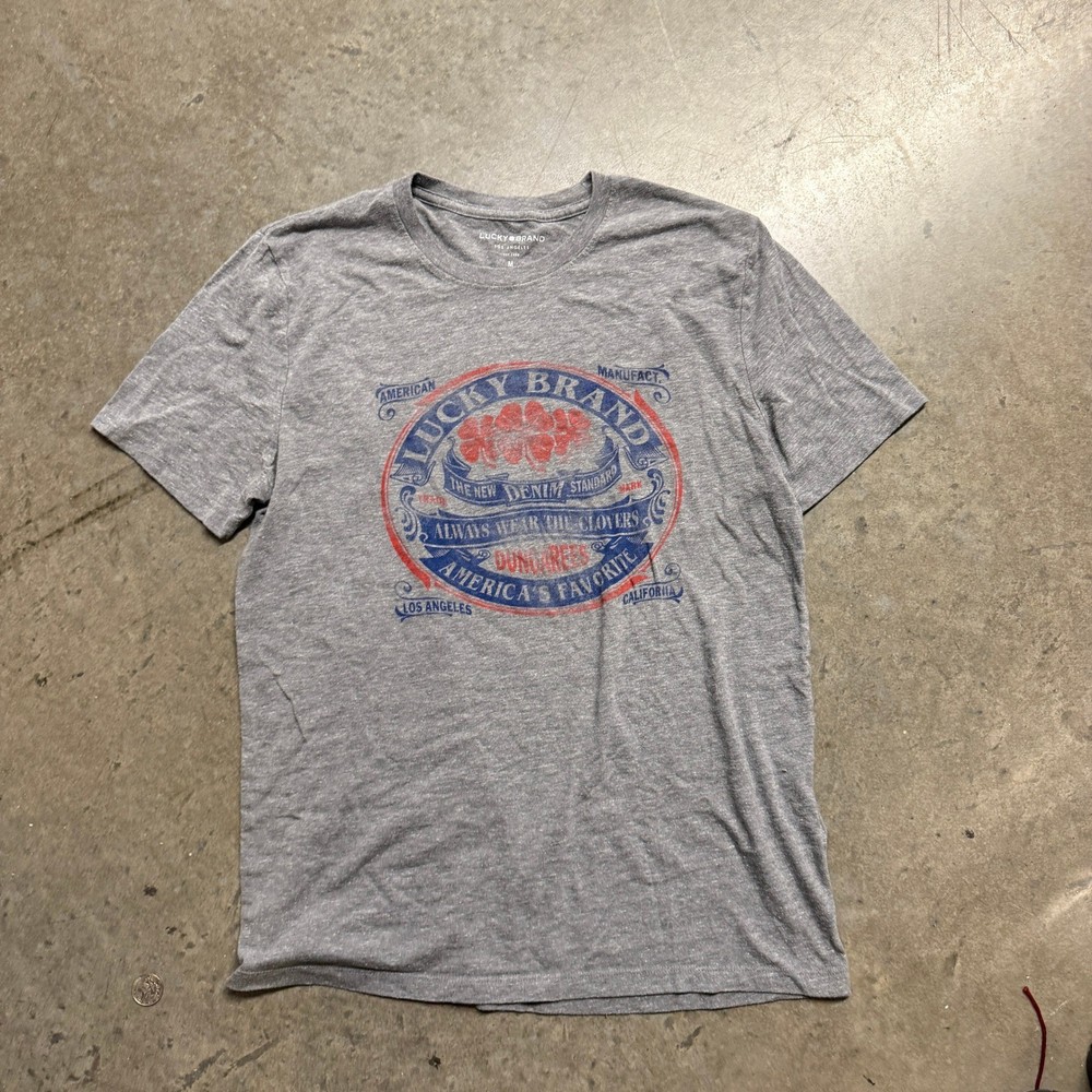 Lucky Brand Mens Graphic T-Shirt Gray Heather Size Medium America's Favorite Tee