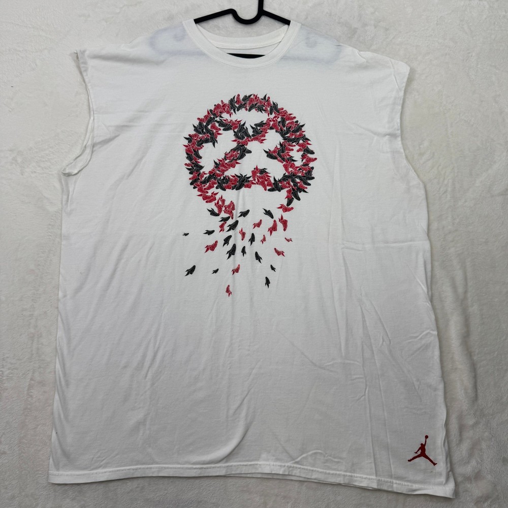 Jordan Muscle Tee Mens 4XL White 23 Graphic Sleeveless Jumpman Athletic Shirt