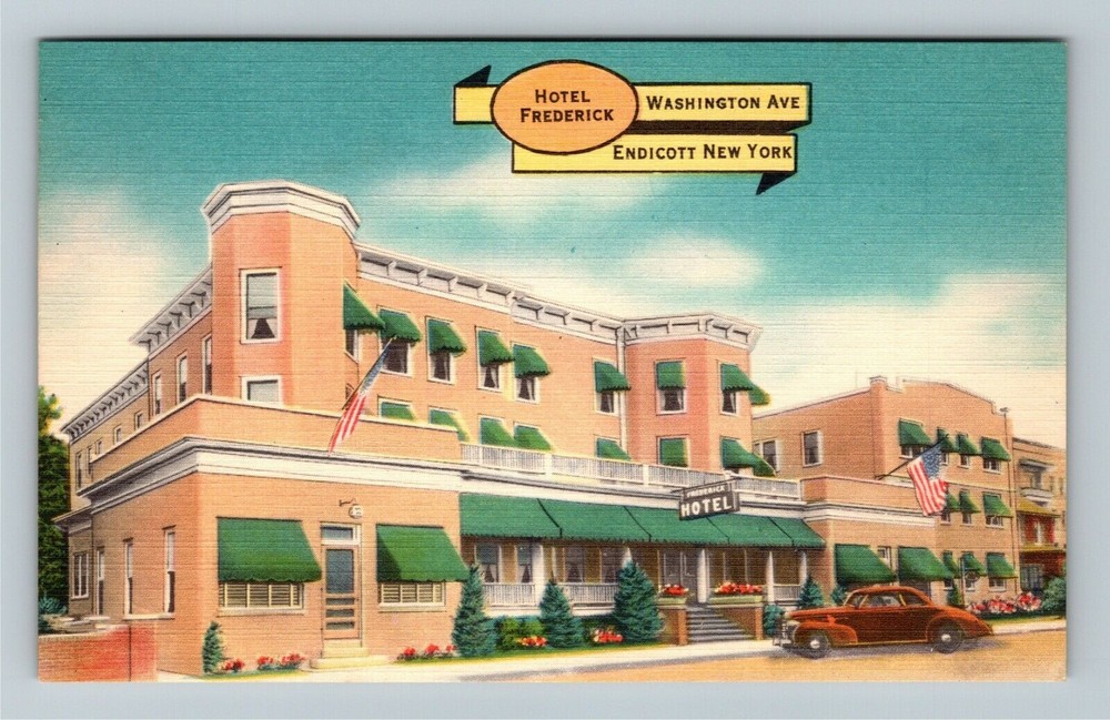 Endicott NY-New York Hotel Frederick Antique Vintage Souvenir Postcard