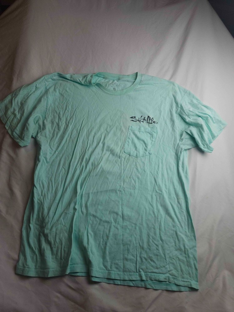 Salt Life T-Shirt Mens Size XL Mint Green Graphic Pocket Crew Neck Beach Casual