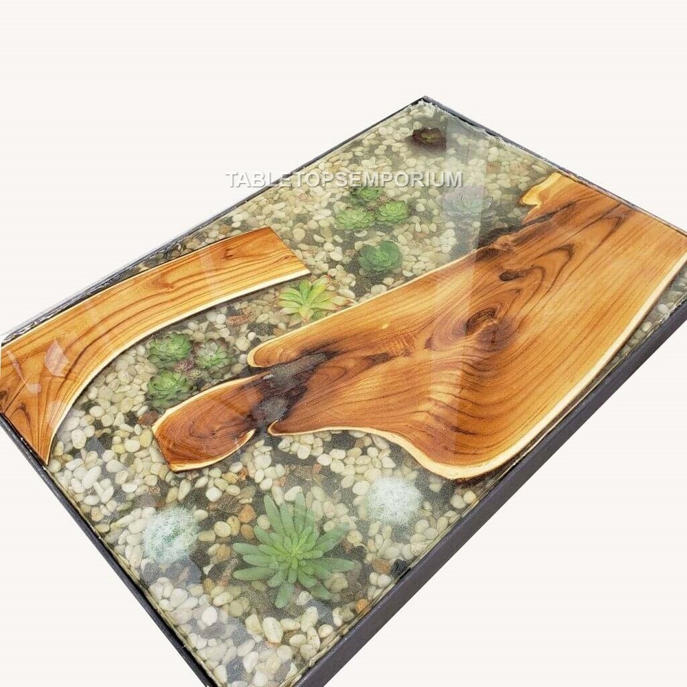 Custom Clear Resin Epoxy Coffee Table, Acacia Epoxy River Ultra Transparent Arts
