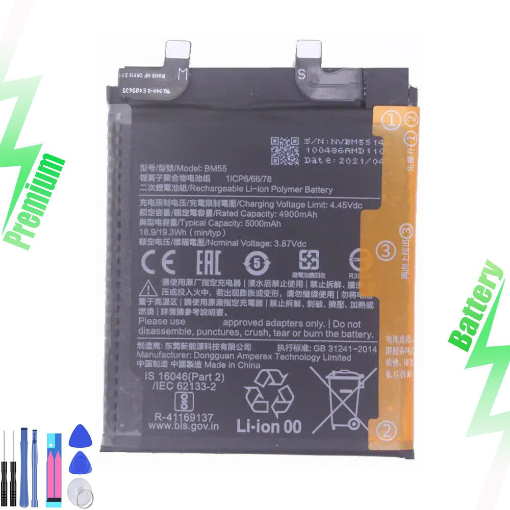 For Xiaomi Mi 11 Pro / Mi 11 Ultra 5000 mAh BM55 Replacement Battery+ Tool