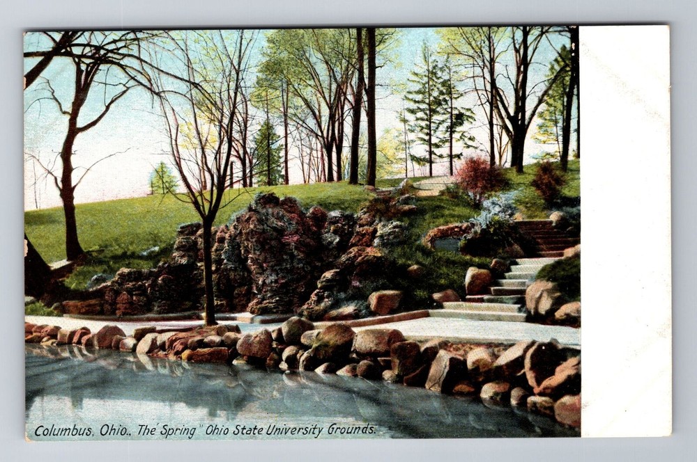 Columbus OH-Ohio, The Spring, State University, Antique, Vintage Postcard