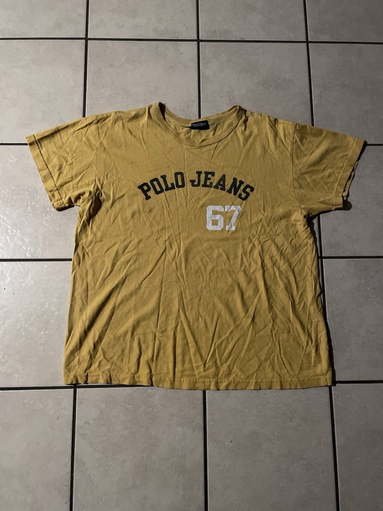 Vintage Ralph Lauren Polo Jeans Company 67 Mens Size XL Yellow T Shirt