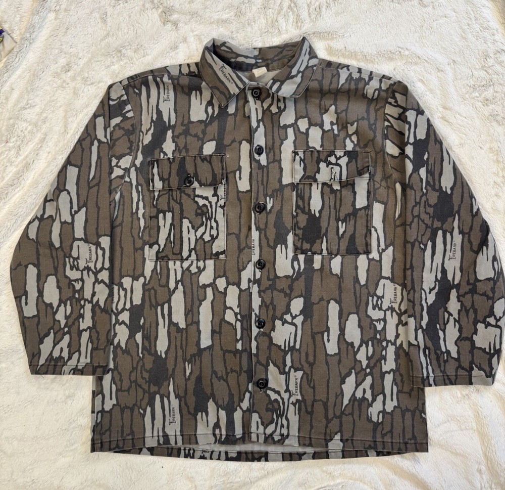 Vintage 90’s Trebark Camo Field Jacket Size XL Chore Barn Hunting Button Up USA