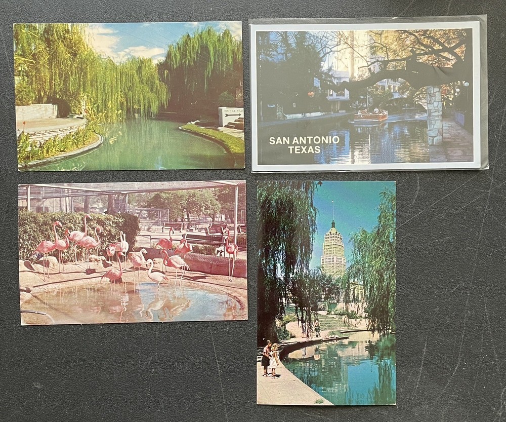 LOT OF 4 San Antonio Texas River Riverwalk Zoo postcards