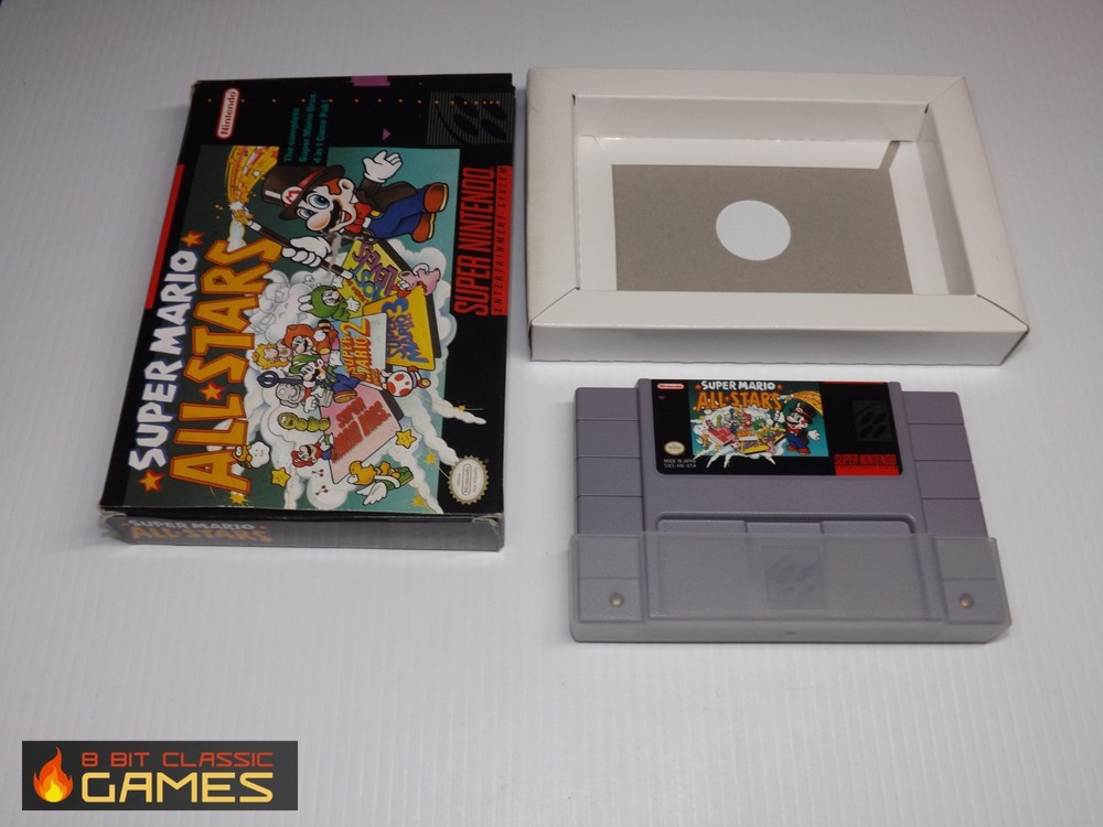 AUTHENTIC! Super Mario All Stars  -  COMPLETE BOX  - SUPER NINTENDO SNES - 68a