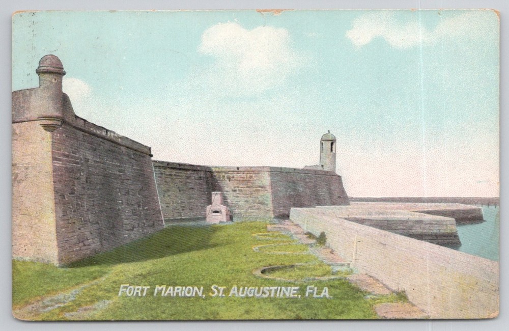 Fort Marion St. Augustine FLA Vintage Postcard 1910 Savannah GA Postmark