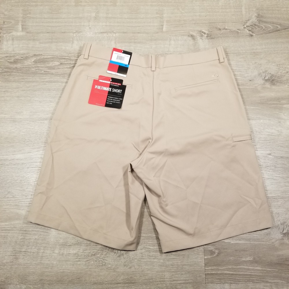 Grand Slam Golf Shorts Mens Size 36 Tan Khaki Chino Performance Stretch NWT