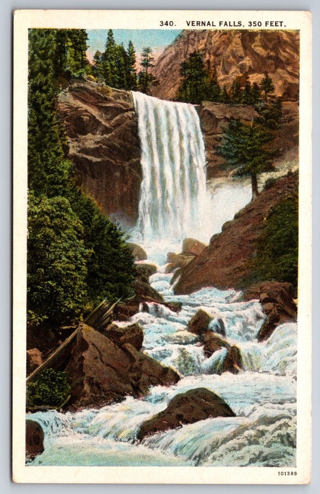 Vernal Falls Yosemite National Park CA Postcard Merced River Waterfall Unposted