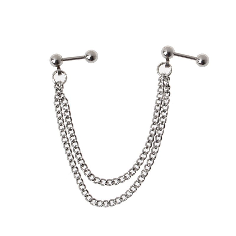 Double-layer Ear Bone Chain Dangle Earring Piercing Jewelry Women Girls