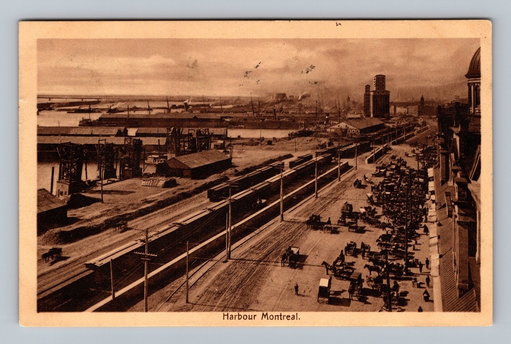 Canada Quebec Montreal Aerial Harbor Postal Old Card PC Vintage c1912 Postcard