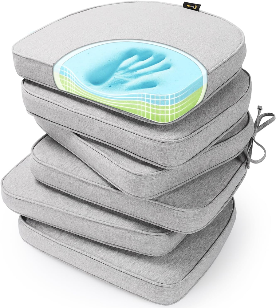 Gel Memory Foam Chair Cushions, Fadeshield Water-, Stain-Resistant Durable Rever