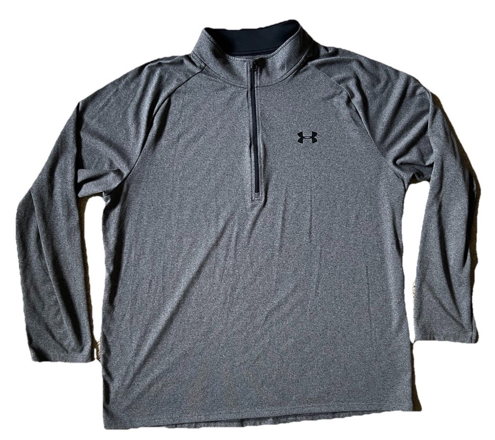 Under Armour Pullover Mens 2XL Gray HeatGear Quarter Zip Loose Fit Athletic Mens