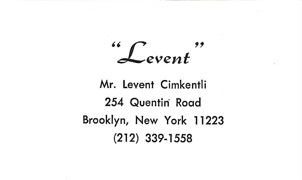 Levent Cimkentli autographed magician business card from Brooklyn, New York