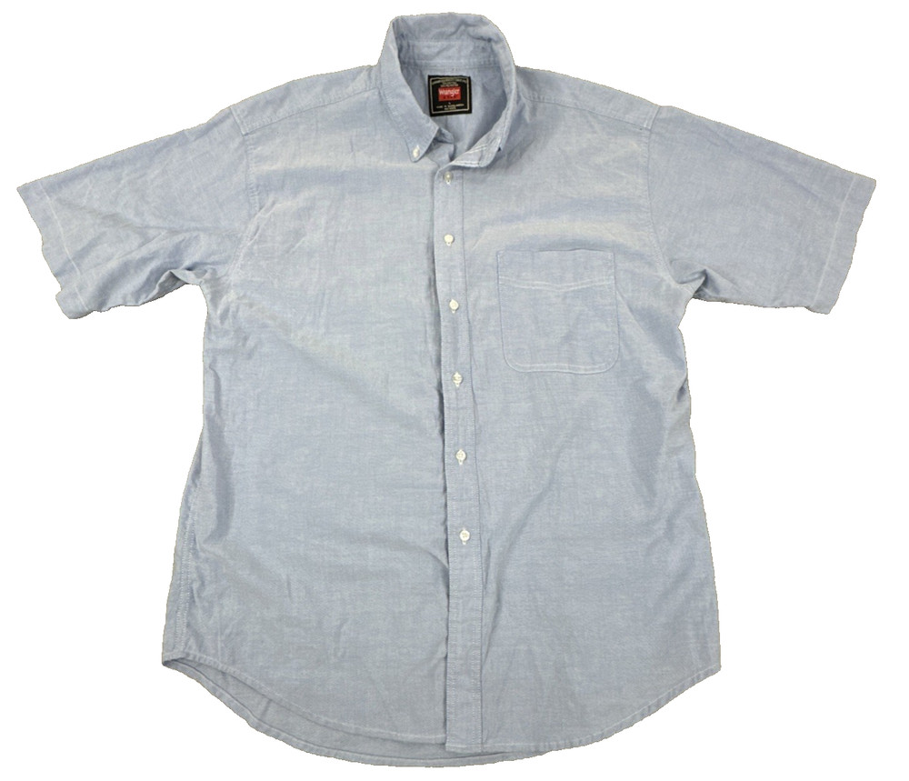 Wrangler Hero Men’s Blue Short Sleeve Button-Up Shirt, Size Large, Pre-owned