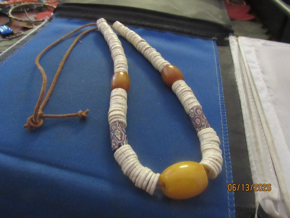 Vintage Africa? Shell? Beaded Very Unusual And Rare Necklace
