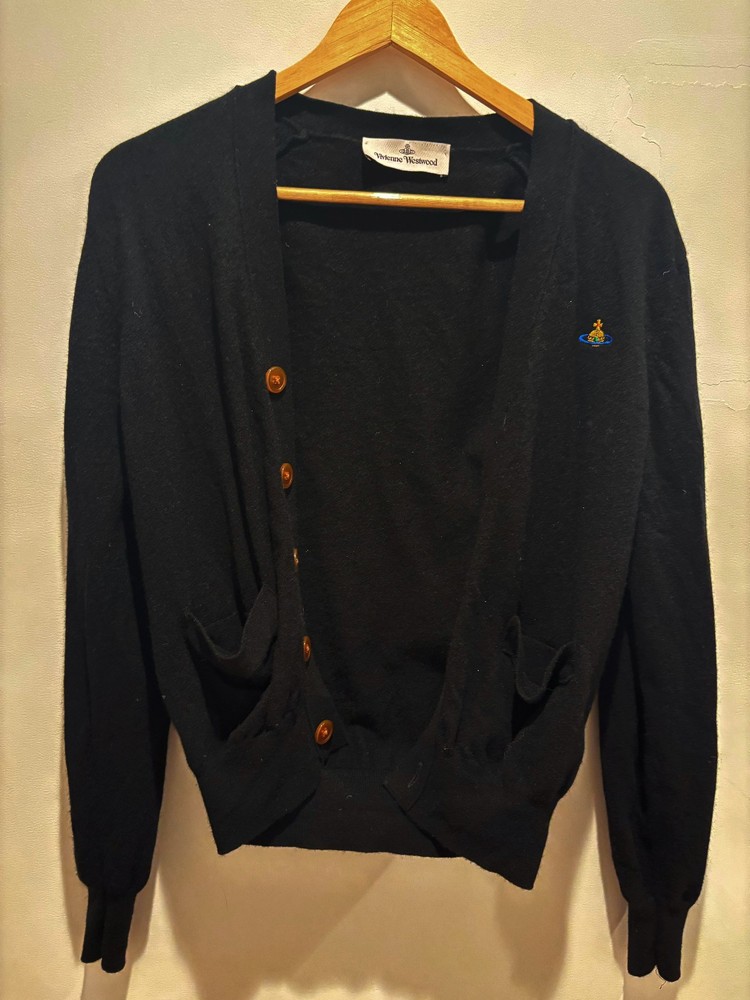 Vivienne Westwood Vintage Black Cardigan Wool Cashmere Sweater made in Italy