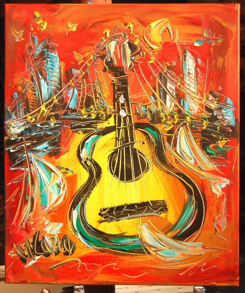 Guitar  ART Impasto  Abstract   CANVAS ORIGINAL H89RT9