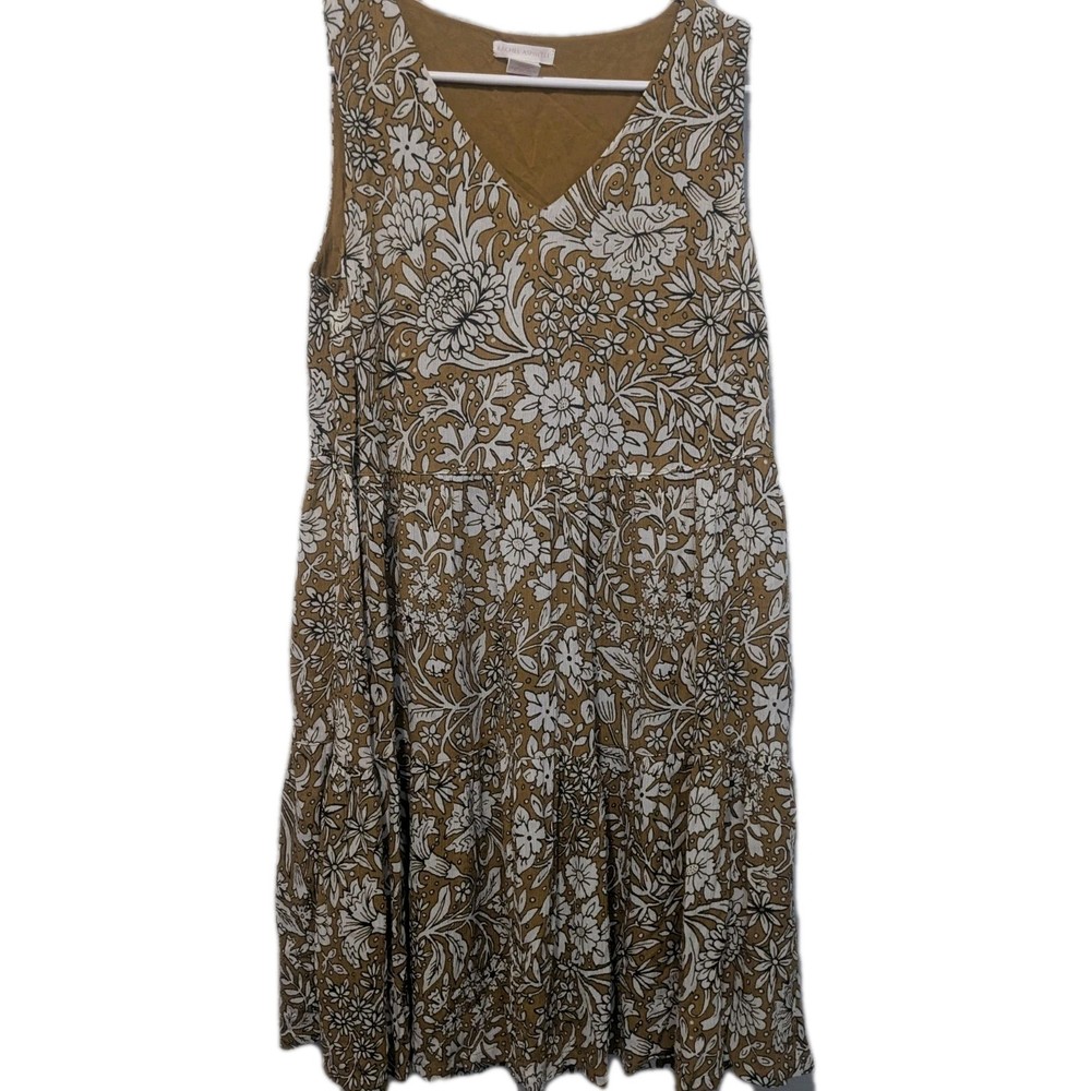 Rachel Ashwell Floral Dress Mustard Gold Lagenlook Oversized M Medium BOHO Vibe