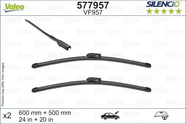 Valeo 577957 Silencio VF957 Front Wiper Blade Set Spoiler 600mm 500mm 24