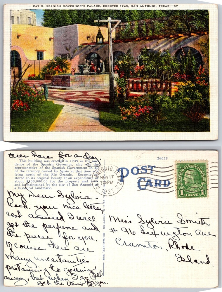 Spanish Governors Palace San Antonio Texas Postcard