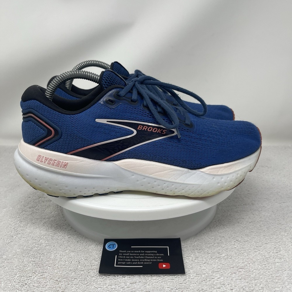 Brooks Glycerin 21 Shoes Women’s 10 B Blue Icy Pink Rose Road Running Sneakers