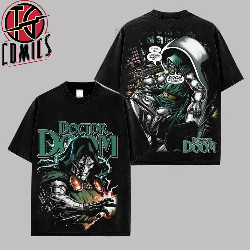 Doctor Doom Vintage Comic Graphic Premium Washed Cotton T-Shirt (Made In US), MC