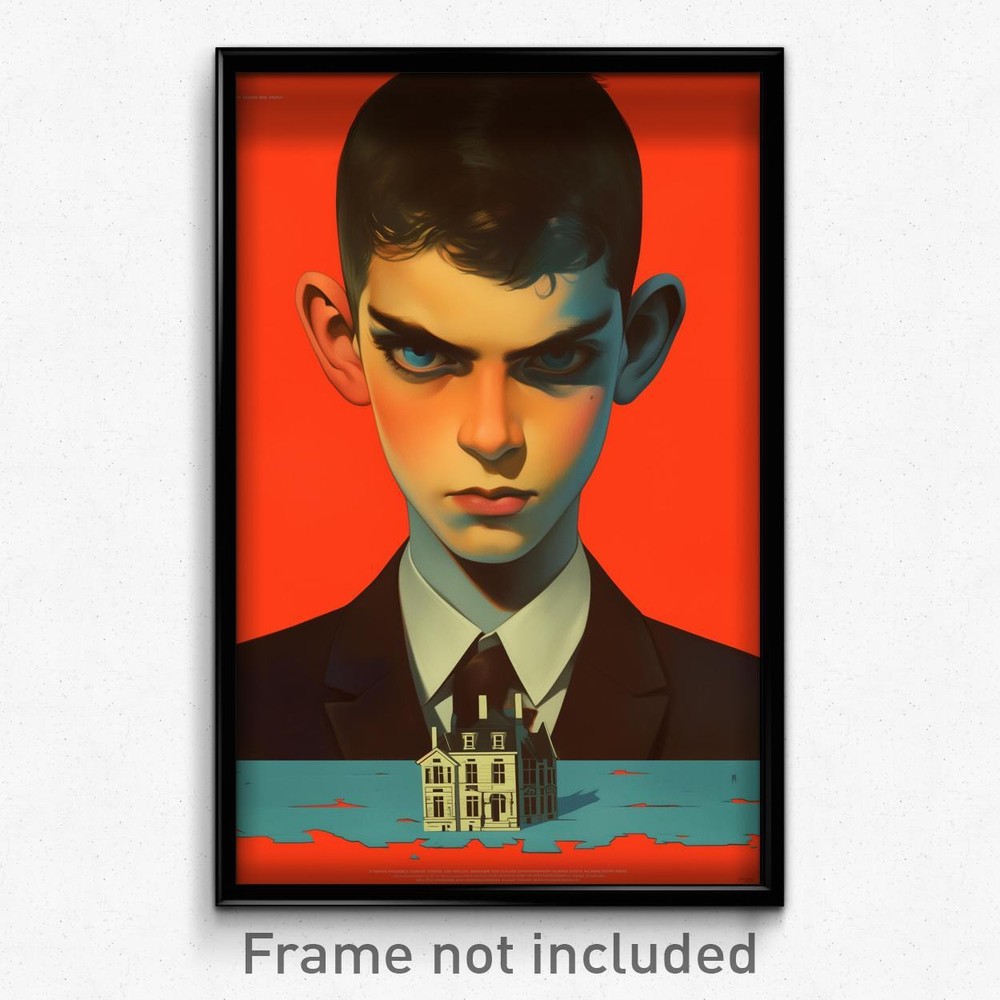 Vintage French Movie Poster Art Print of Boy with Aqua Necktie and Longing Gaze