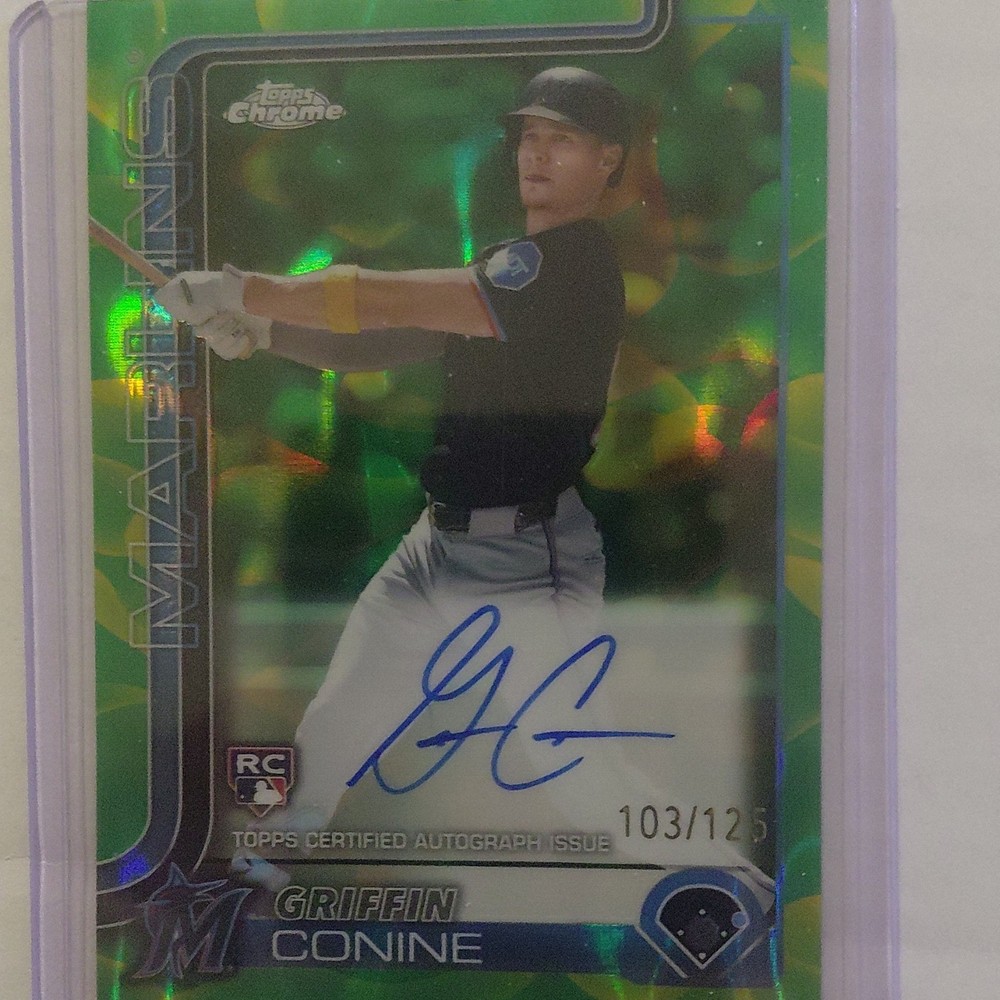 Topps Chrome Griffin Conine Rookie Auto Green Yellow #RA-GC/125 Marlins 2023