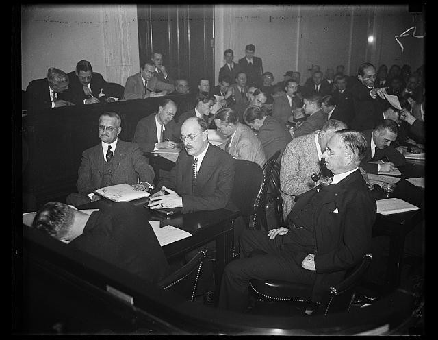 Photo:1934 1935 Men at Desk Meeting Smoking Room Conference Hall