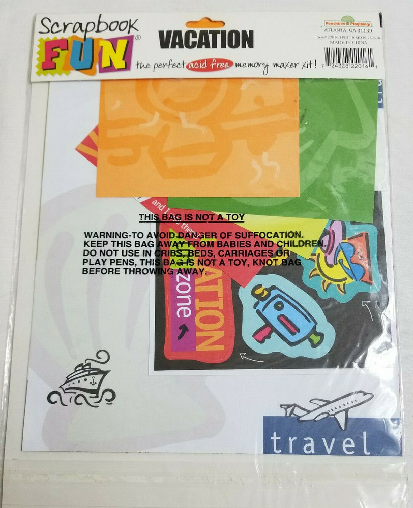 Scrapbook Fun Page Kit VACATION Acid Free Memory Maker Bright Colors-image