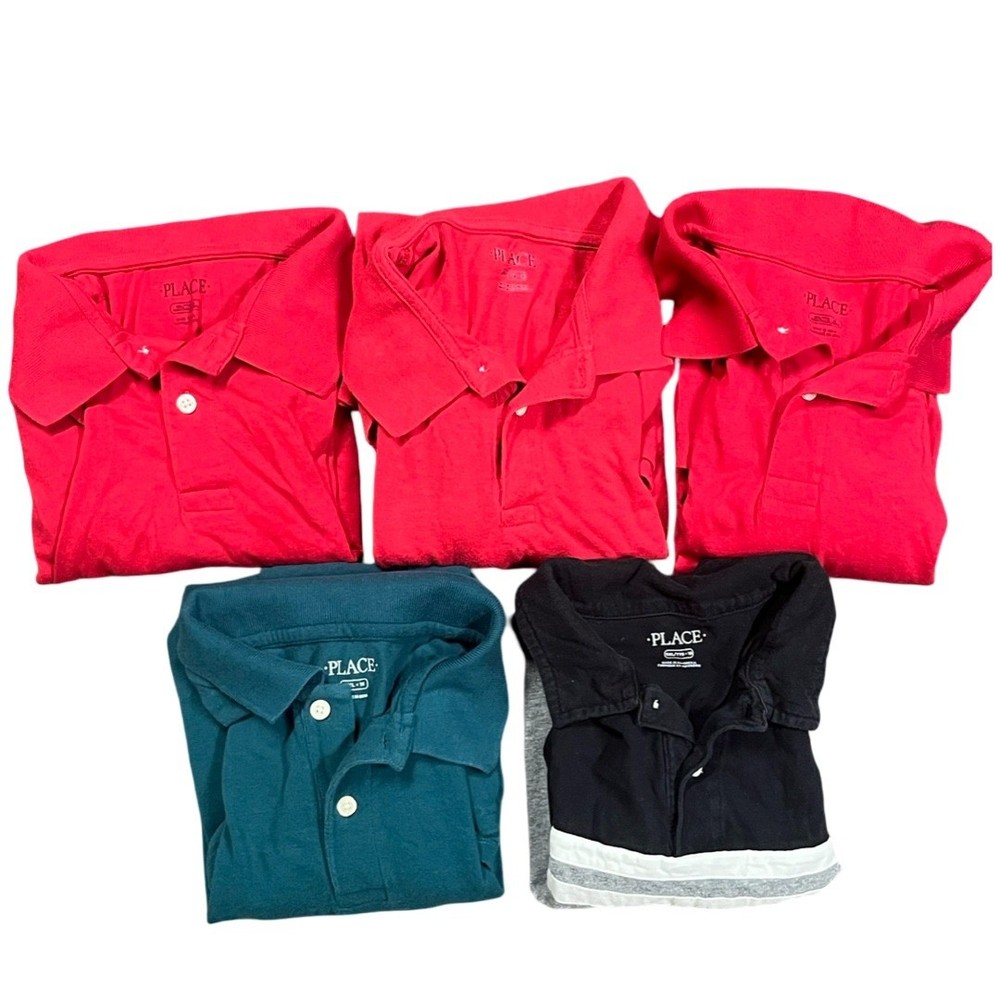 The Childrens Place Boys Short Sleeve Polo Shirts Lot of 5 All Size XXL 16