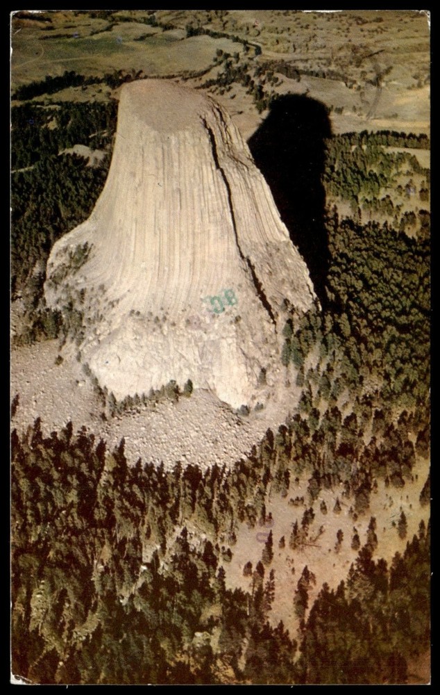 Vintage Aerial View Devils Tower Wyoming Mike Roberts Postcard 1970s