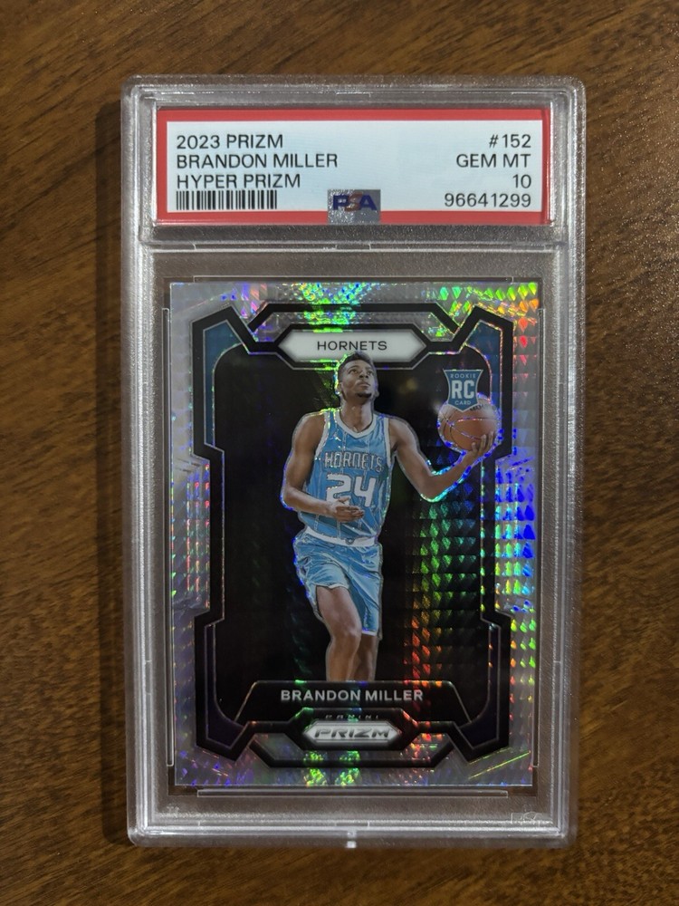 ✨2023-24 Panini Prizm #152 Brandon Miller HYPER Prizm Rookie RC Hornets PSA 10