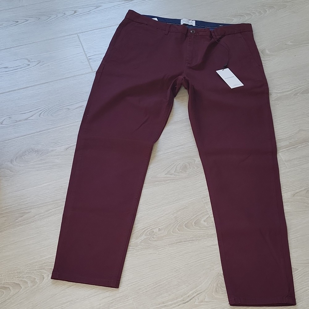 Scotch & Soda Mott Men's Burgundy Cotton Straight Leg Casual Pants Slim 36/32