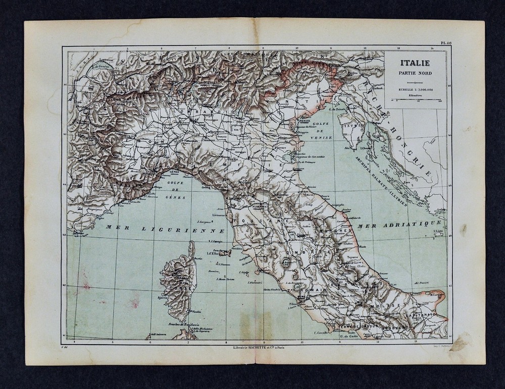 1885 Cortambert Map - North Italy - Rome Florence Venice Milan Pisa Turin Genoa