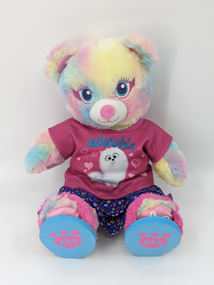Build a Bear BAB 2018 Beary Fairy Pink Pastel Rainbow Teddy Plush Stuffed Animal