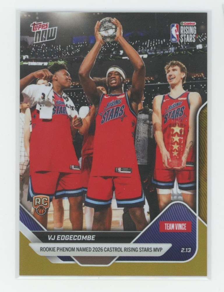 2025-26 Topps Now Gold Foil Rising Stars MVP VJ Edgecombe RC /50 Team Vince #174