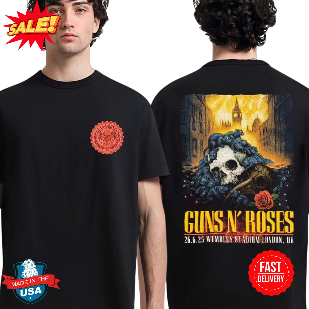 Guns N Roses London UK 2025 Tour Event Tee At Wembley Stadium On June 26 T-Shirt