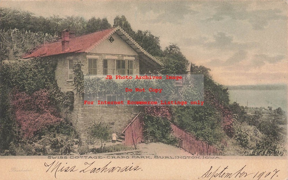 IA, Burlington, Iowa, Swiss Cottage, Crapo Park, Albertype