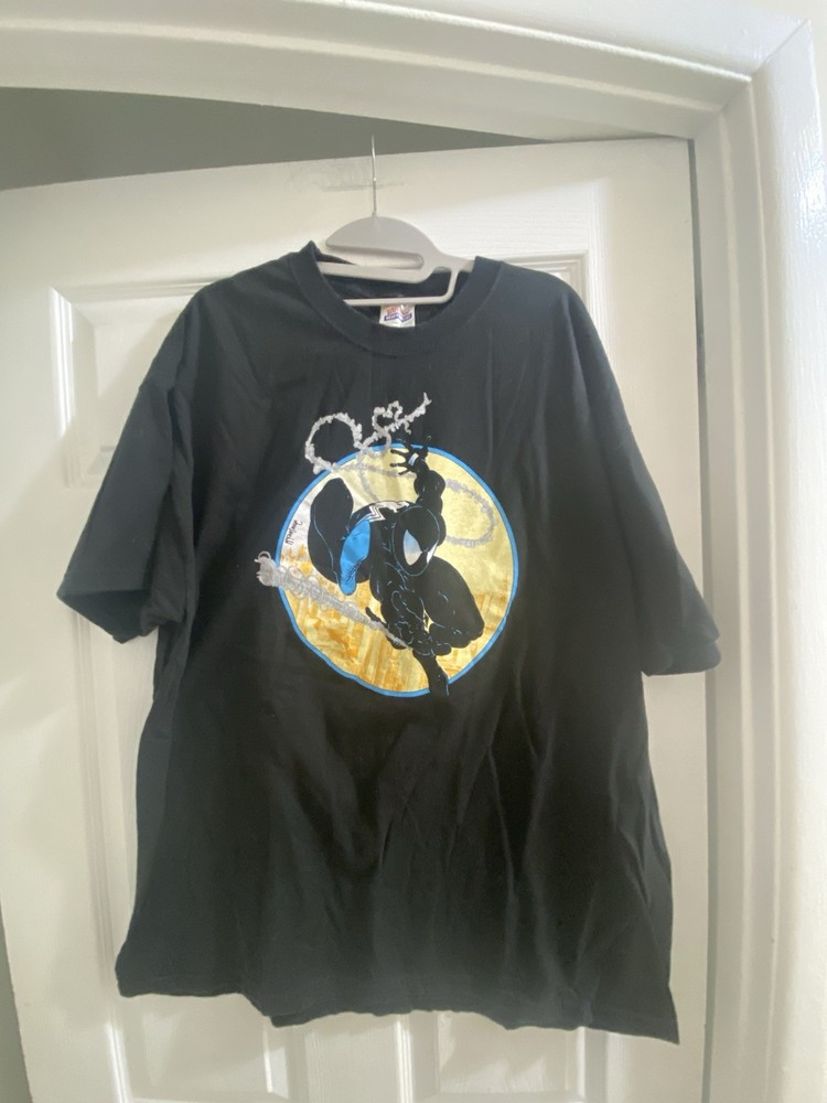 Vintage MARVEL COMICS McFarlane BLACK COSTUME SPIDER-MAN T-Shirt Size XL Black