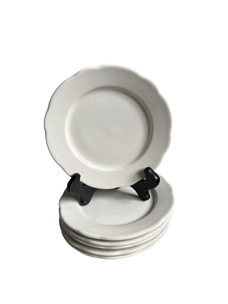 Buffalo China Off White Scalloped Dessert Salad Plates 7 1/4” Set Of 6