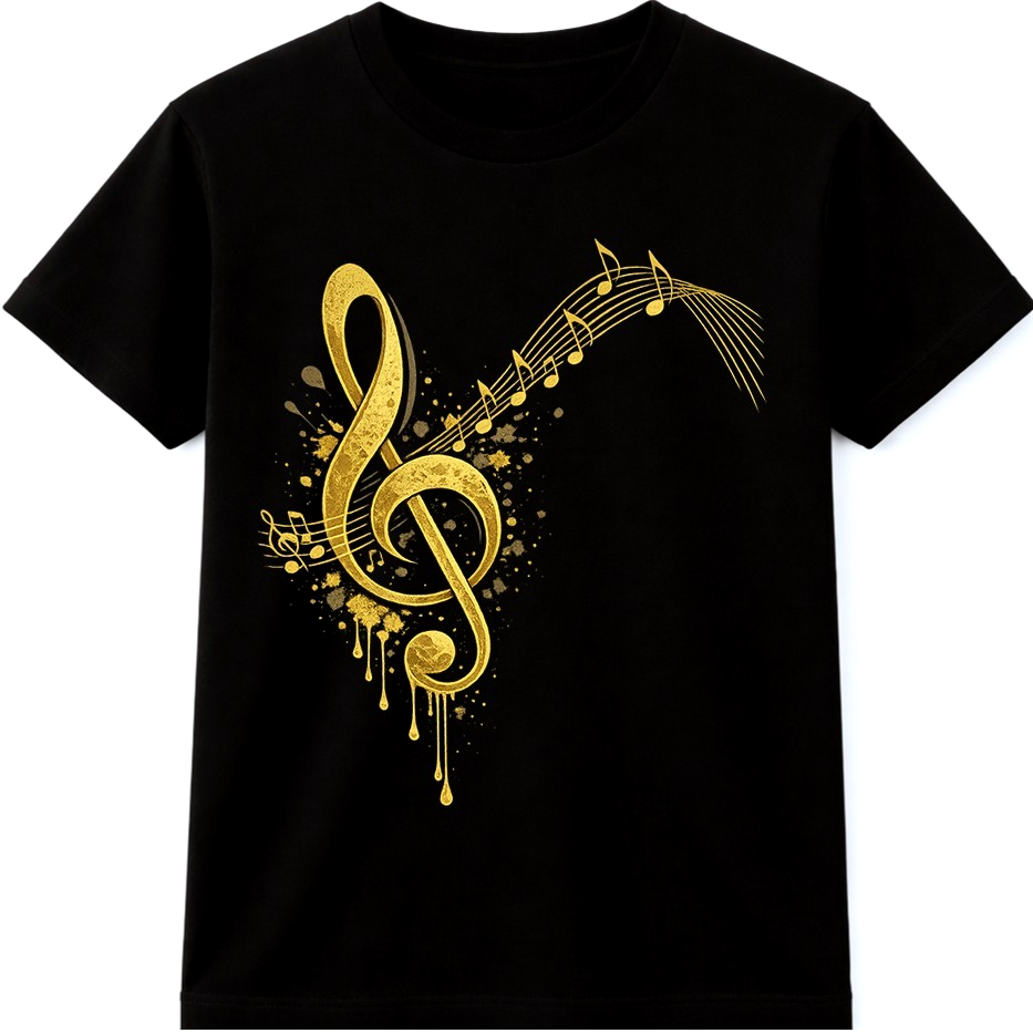 Music Note Graphic T-Shirt Treble Clef Musical Design Music Lover Tee